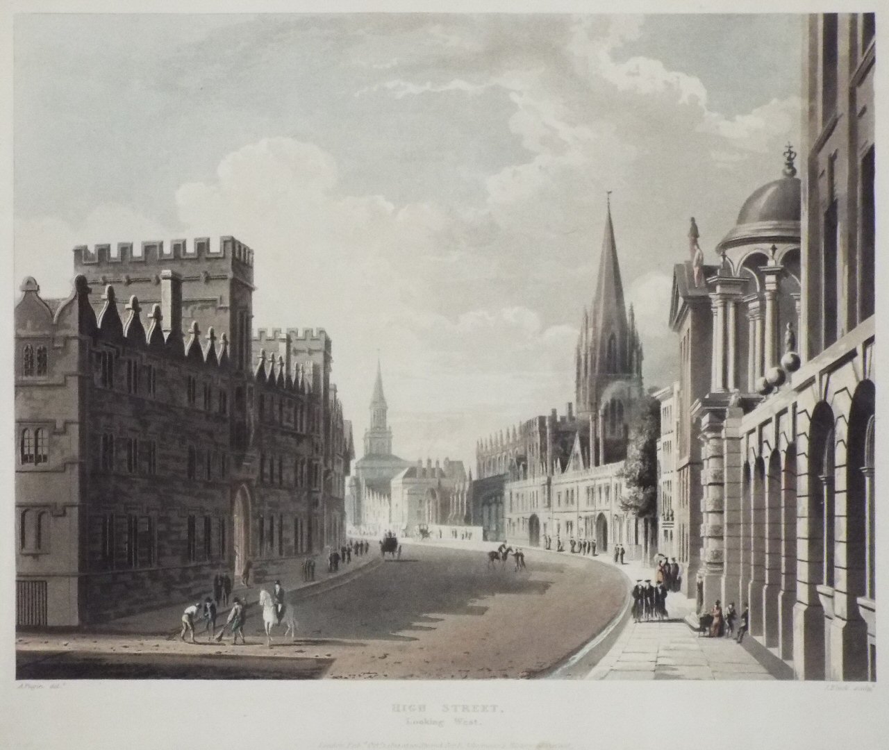 Aquatint - High Street, Looking West. - Bluck